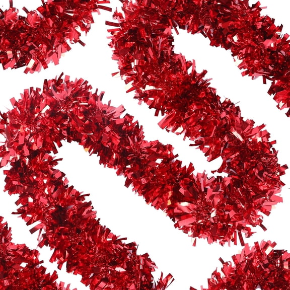 32.8Ft Christmas Red Tinsel Garland Xmas Tree Decorations Christmas Metallic Twist Garland Ceiling Hanging Decorations for New Year Party Birthday Holiday Indoor Outdoor Supplies