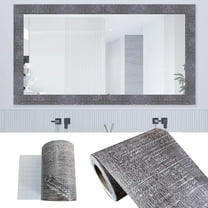 32.8Ft Gray Wood Grain PVC Wallpaper Border, Removable Waterproof Mirror Border Peel and Stick,Bathroom Mirror Frame Border