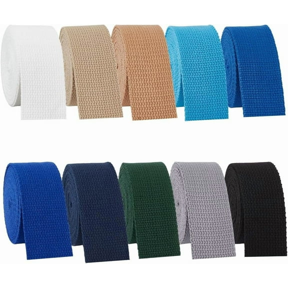 32.8Yards 10 Colors Cotton Webbing 1.5 inch Wide Heavy Polycotton Webbing Strap Bag Handles Webbing for Cloth Tote Bags Leash Straps DIY Accessories Blue-Black Color for DIY