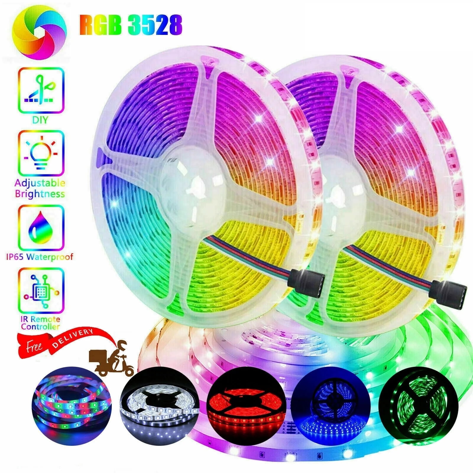 32.8ft 10m 2835 RGB LED Strip Light Holiday decoration lights, atmosphere lights TV Back Light Waterproof