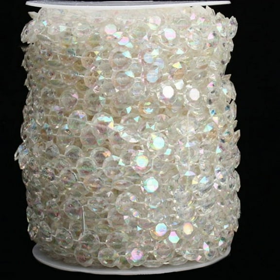 32.8ft Acrylic Crystal Garland Strands - Hanging Chandelier Gem Bead Chain 10mm Prism Diamond String Decorations for Wedding Party Centerpiece Christmas Tree