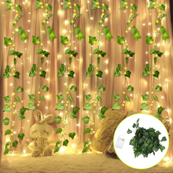 32.8ft Artificial Ivy Garland String Lights, Fake Leaf Plants LED Light String, Hanging Vine Fairy Lights for Wall Home Garden Decor