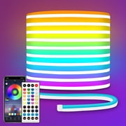 32.8ft LED neon Lights with Remote APP Control IP65 Waterproof Flexible Neon Strip Lights 24V RGB LED Rope Lights for Bedroom Room Outdoors Decor