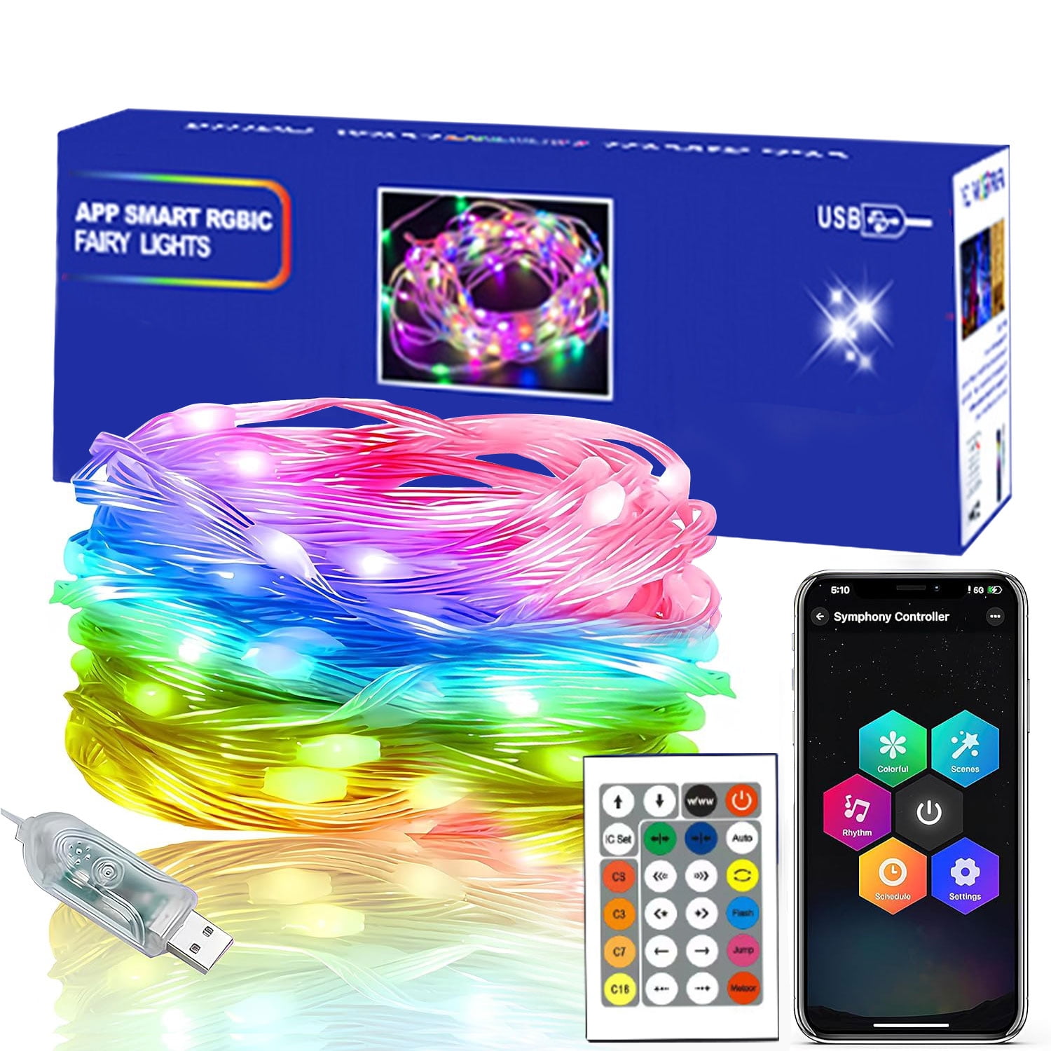 32.8ft Led Strip Lights,Smart Led Light Strips Music Sync Color Changing Rgb LED Lights App