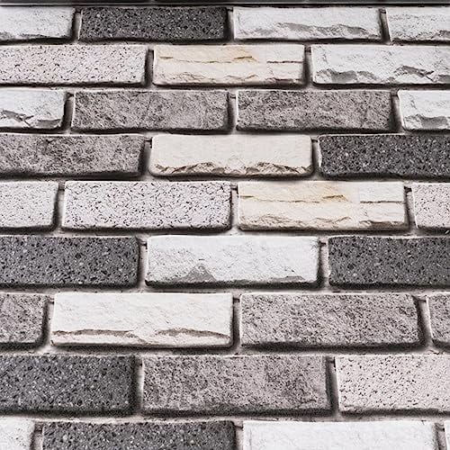 32.8ft Peel and Stick Wallpaper Dark Grey Stone Brick Wallpaper Self-Adhesive Backsplash Decorative Wallpaper Wall Covering…