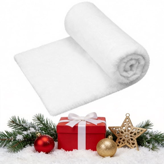 GARITIN 32×94 Inch Christmas Artificial Snow Blanket Roll, White Snow Sheet for Christmas Decor, Village Display