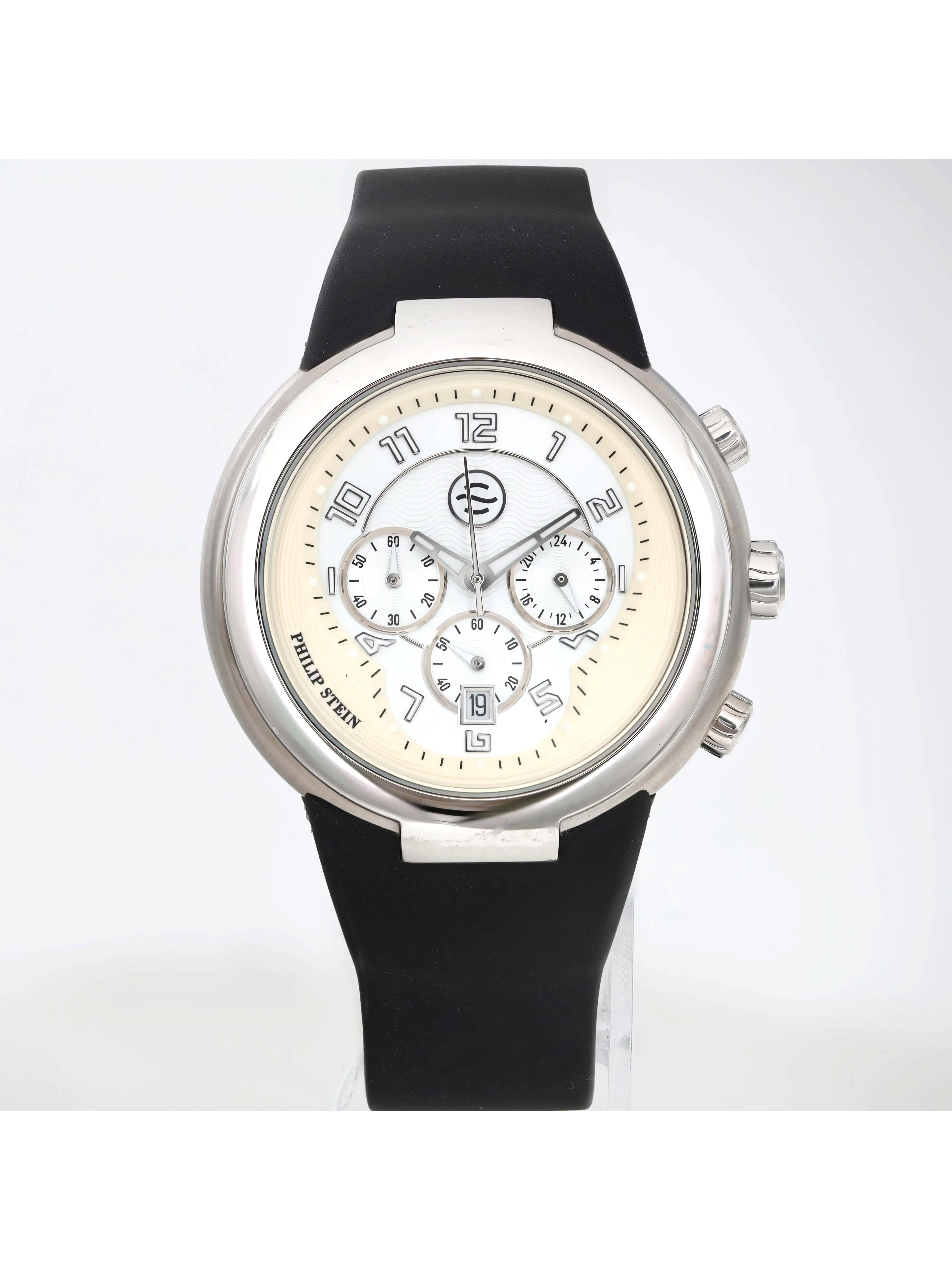PHILIP STEIN 32-AW-RBB Unisex Active White and Black Chronograph Rubber Watch