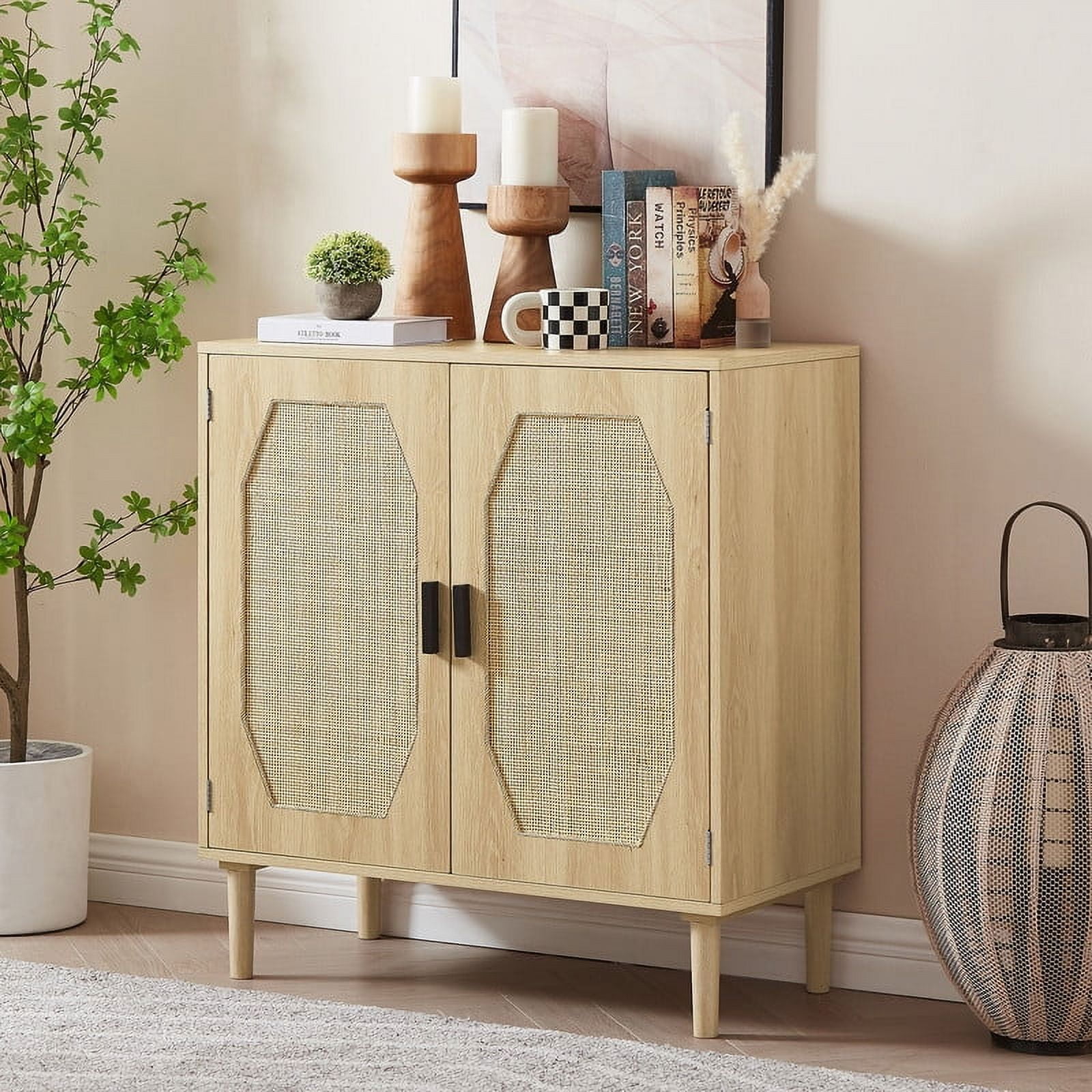 32" Accent Storage Cabinets with Rattan Doors, Wine Cabinets, Dining ...
