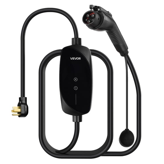 32 Amp Level 2 EV Charger, 240V Portable Electric Vehicle Charging Station with 25 ft Cable, NEMA 14-50 Plug, Adjustable Current & LCD Display, SAE J1772 Plug-in Home Car Charger