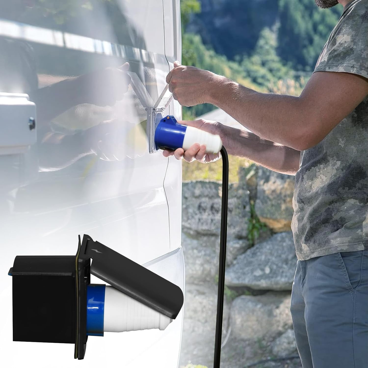 32 Amp Rv Inlet Plug & Rv Outlet Box Kit, 32 Amp Camper Plug Shore ...