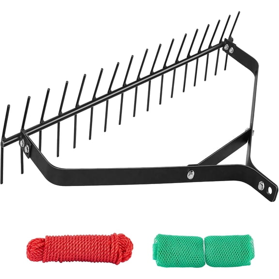 32" Aquatic Weed Rake, 6.3" Steel Rod Lake Weed Cutter, Lake Weed Rake for Pond Beach Landscaping, 30ft Thicker Rope and The Net