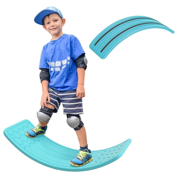 32" Balance Board Kids, Wobble Board for Kids Toddlers, Curvy Rocker Board, Ended Preschool Learning Montessori Waldorf Toy, Ages for 3-6 Years Old Blue