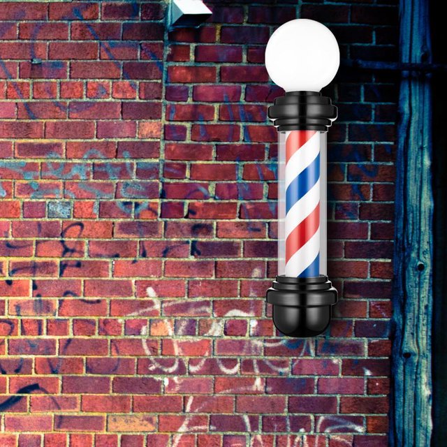 32'' Barber Pole Light LED Light Rotating Red White Blue Stripes Hair