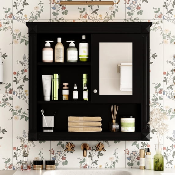 32'' Bathroom Wall Mirror Storage | Space-Saving | 4 Shelves for ...