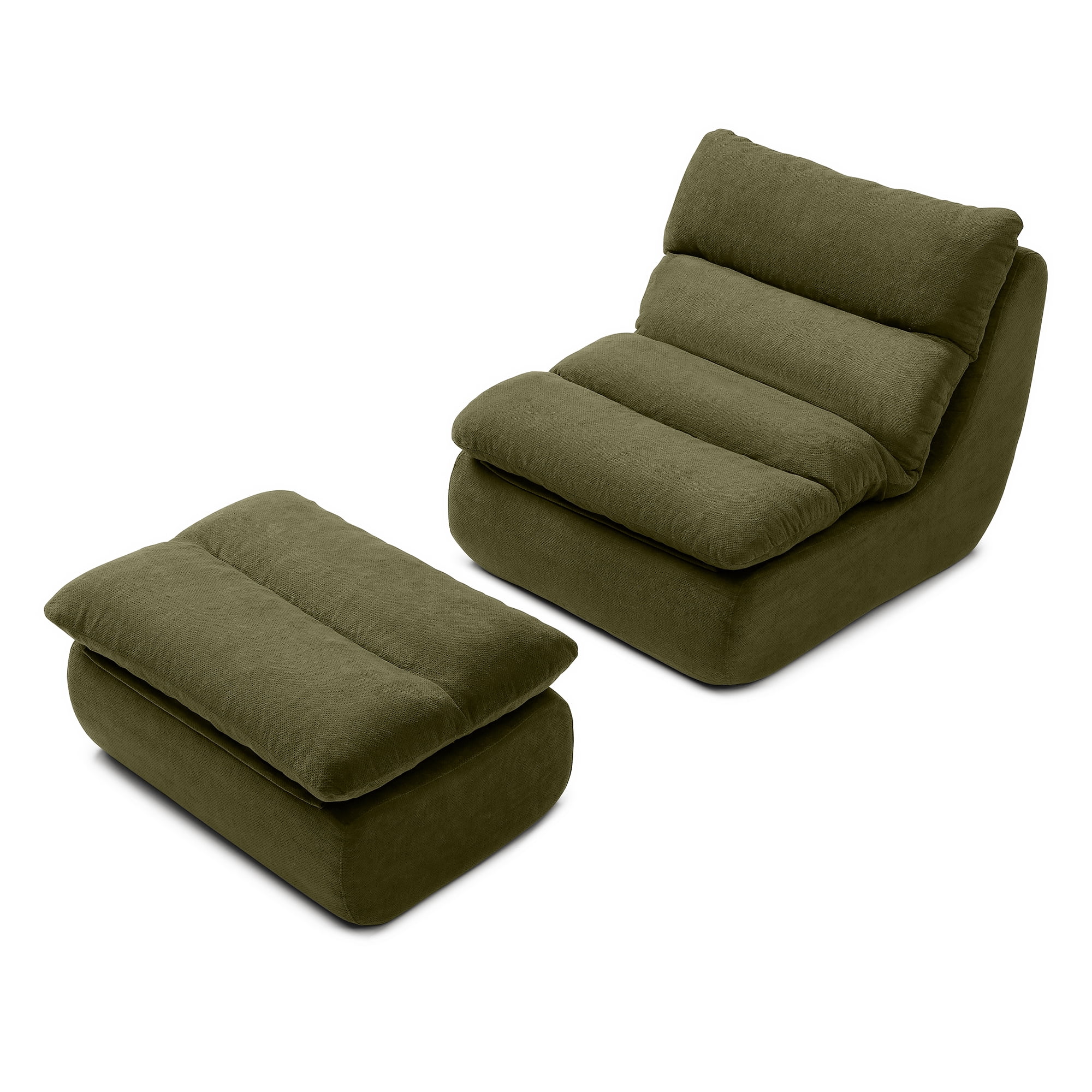 32" Bean Bag Chair & Ottoman, Tufted Lazy Sofa for Adults