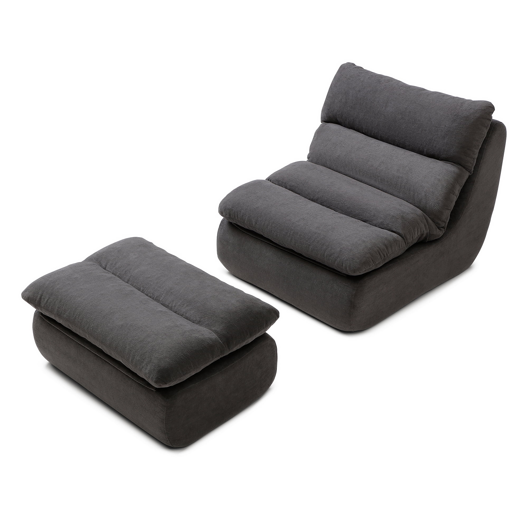 32" Bean Bag Chair & Ottoman, Tufted Lazy Sofa for Adults