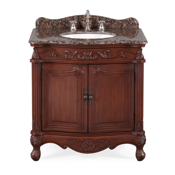 32" Benton Collection Fiesta Antique Victorian Style Brown Bathroom Vanity CF-2873SB-TK