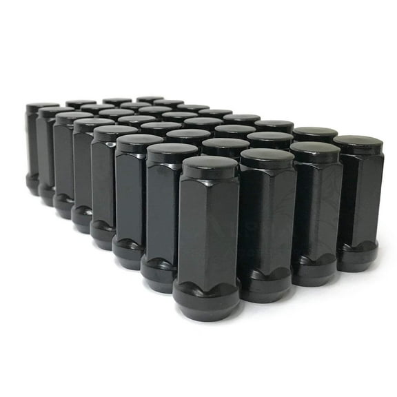 32 Black Bulge Acorn Lug Nuts 14x1.5 XL 2" Tall Fits Ford Super Duty F-250 F-350