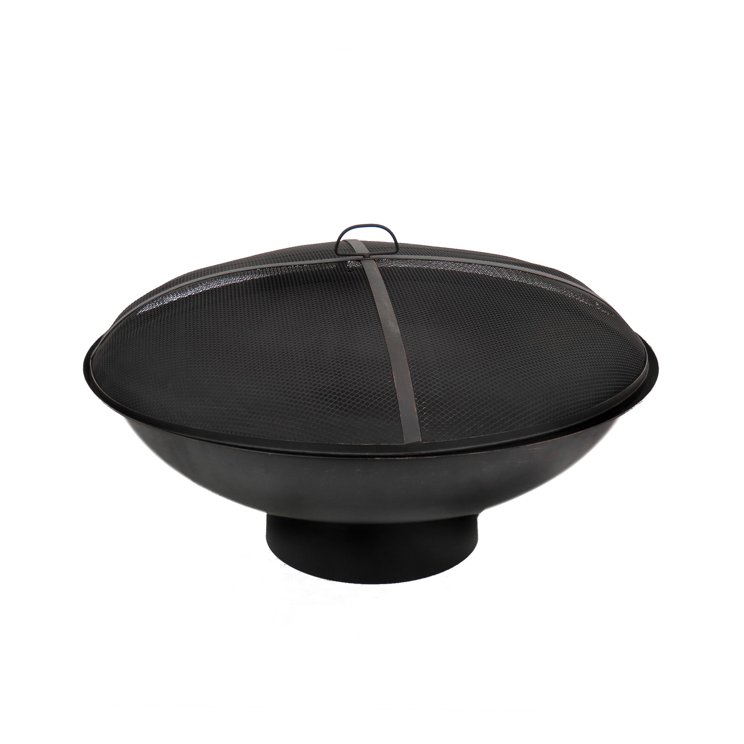 32" Black Cast Iron Fire Pit Bowl with Mesh Screen