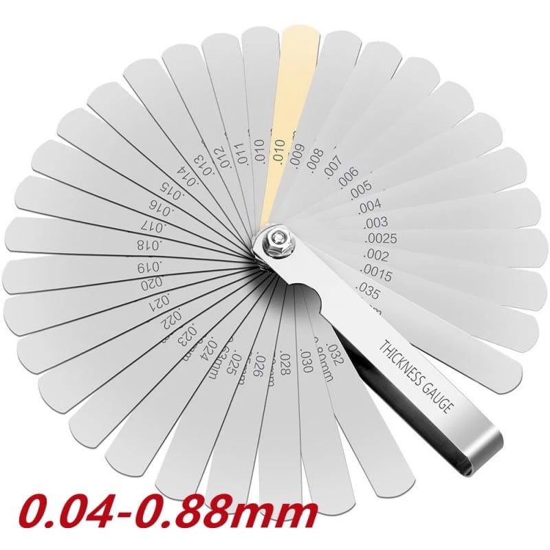 32 Blades Alloy Metric Gap Range Finder Feeler Gauge Valve Teaching Feeler Gauge 0.04-0.88 mm Gap Copper Sheet Measuring Tool ,Corrosion-Resistant