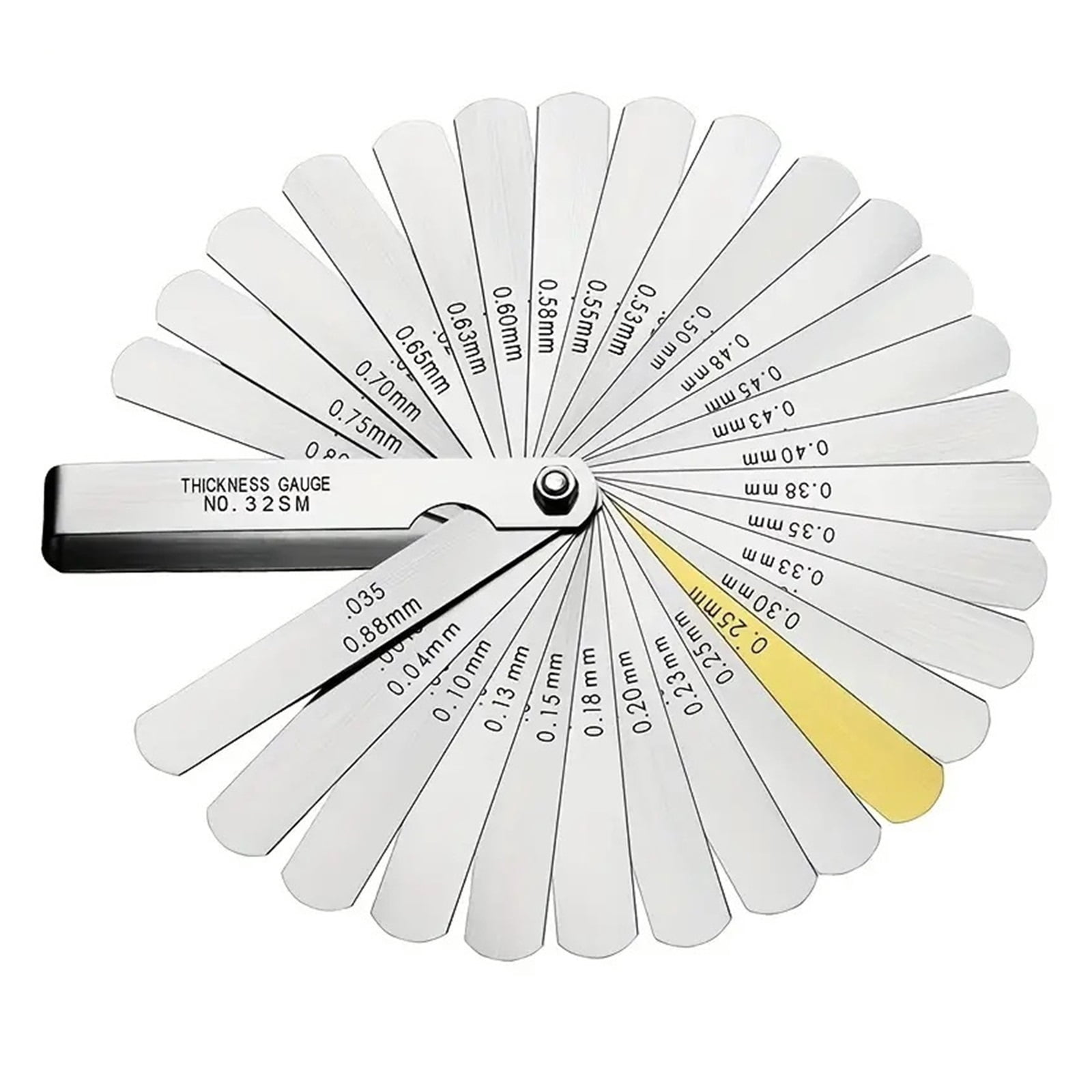 32 Blades Alloy Range Finder Feeler Gauge Valve Teaching Feeler Gauge 0.04-0.88 Mm Gap Copper Sheet Measuring Tool ,Easy to Use