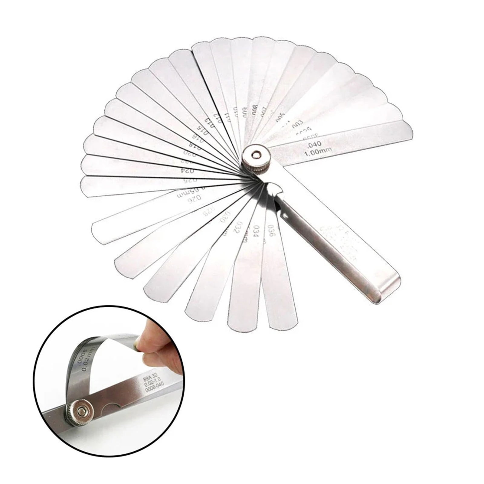 32 Blades Feeler Gauge Stainless Steel Metric 0.02-1.00mm Gap Filler Tune Up Gauge Filler Gauge Valve Clearance Measurement Tool ,Easy Identification