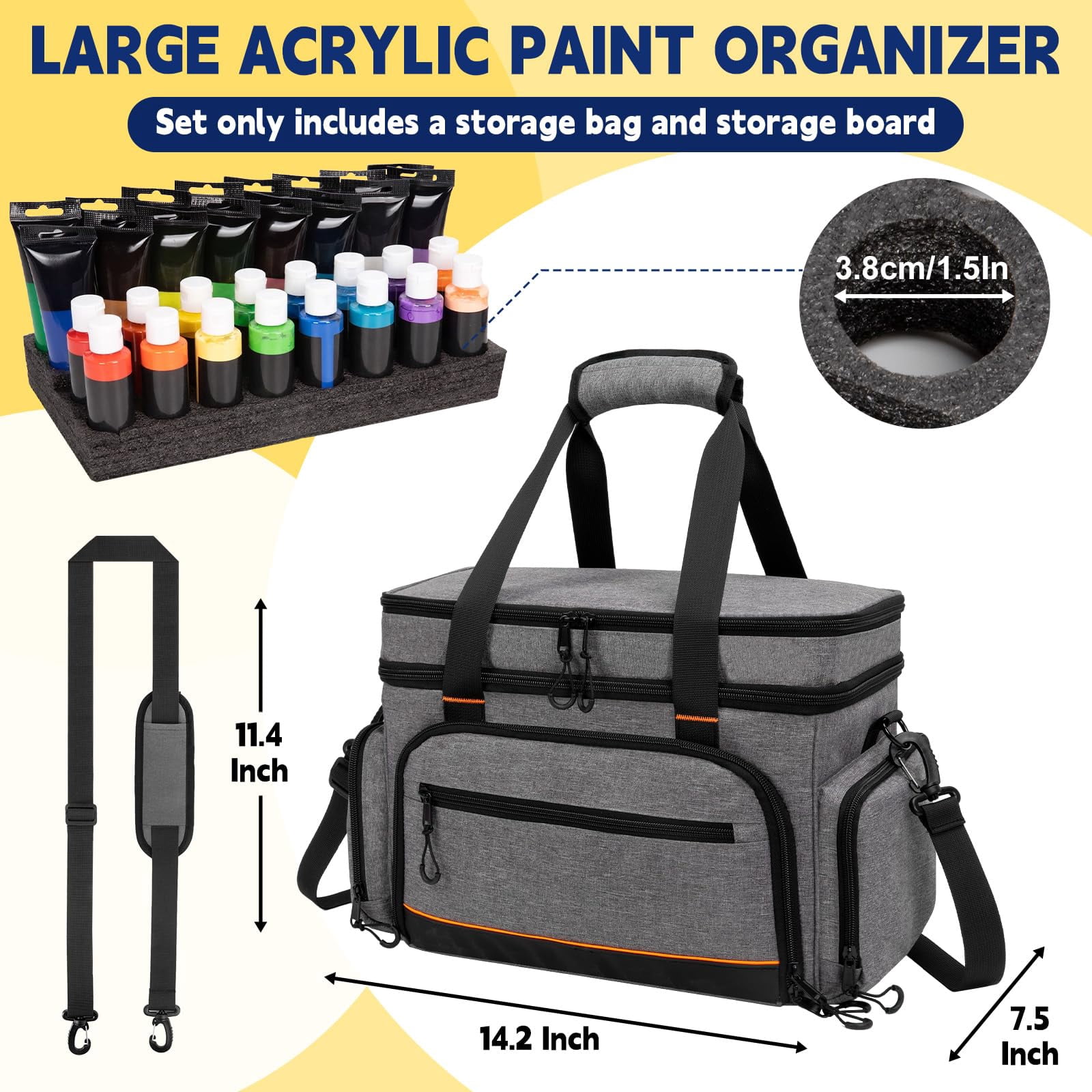 32 Bottle 2 oz Paint Storage Bag, Double Layer Large Capacity Organizer ...