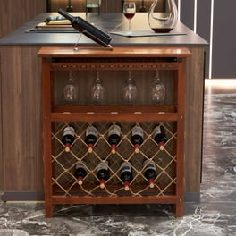 Furniture of America Alzon Wood Multi Storage Wine Rack in Distressed Walnut Walmart