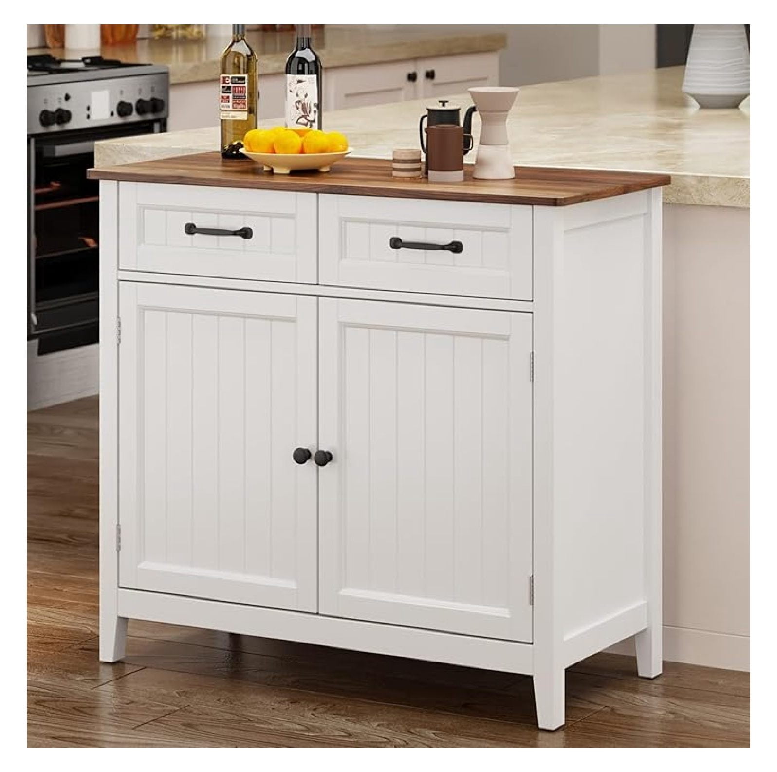 32" Buffet Cabinet with Storage, Kitchen Island & Coffee Bar, 2 Drawers ...