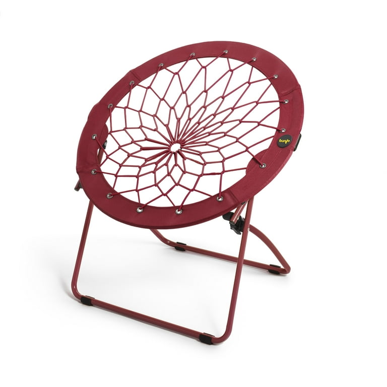 32 Bunjo Woven Bungee with Metal Base Folding Chair, Red 