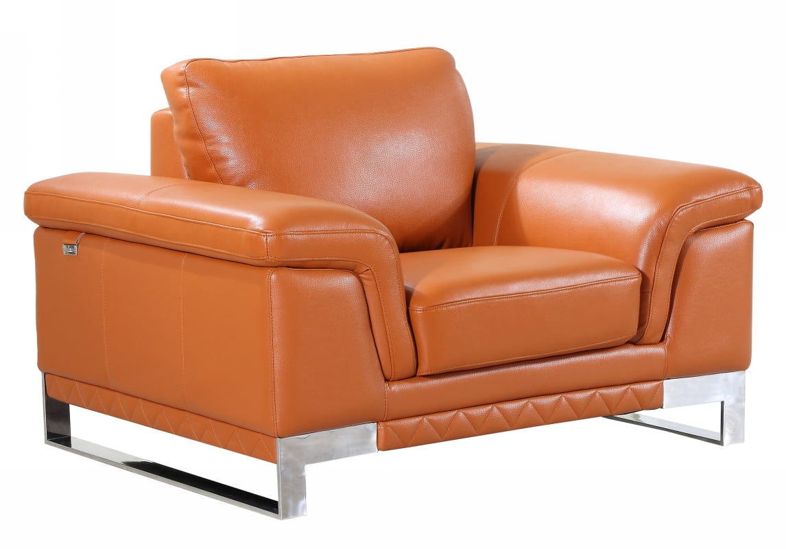 32" Camel Brown Leather Recliner with Manufactured Wood Frame