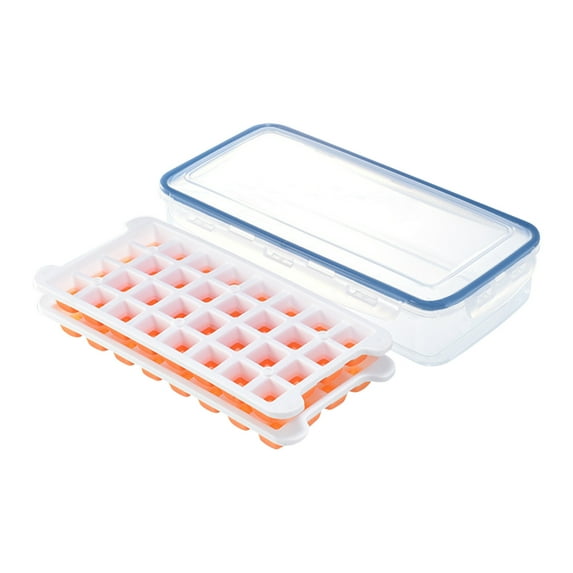 32-Cavity BPA-Free Ice Cube Tray with Leakproof Lid - Dishwasher Safe, Push-Release Design for Cocktails & Home Use, Large Capacity Freezer Organizer (2.2cm Cubes, Food Grade Plastic) white