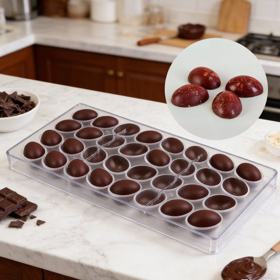 32-Cavity Bird Egg Shaped Chocolate Mold Food-Grade Transparent Plastic Easy Demold Reusable Realistic Design for Home Kitchen Bakery Easter Kids Gatherings DIY Parties Chocolate Candy Making