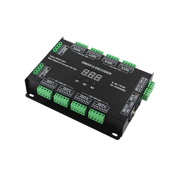 32 Channel 96A RGBW DMX 512 LED Decoder Controller DMX Dimmer DC5-24V RGBW RGB LED Light 8 Bit/16 Bit