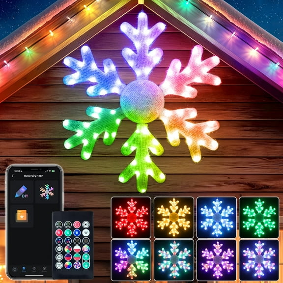 32" Christmas Big Snowflake Pre-lit Smart Lights DIY Color Changing 2-Pack