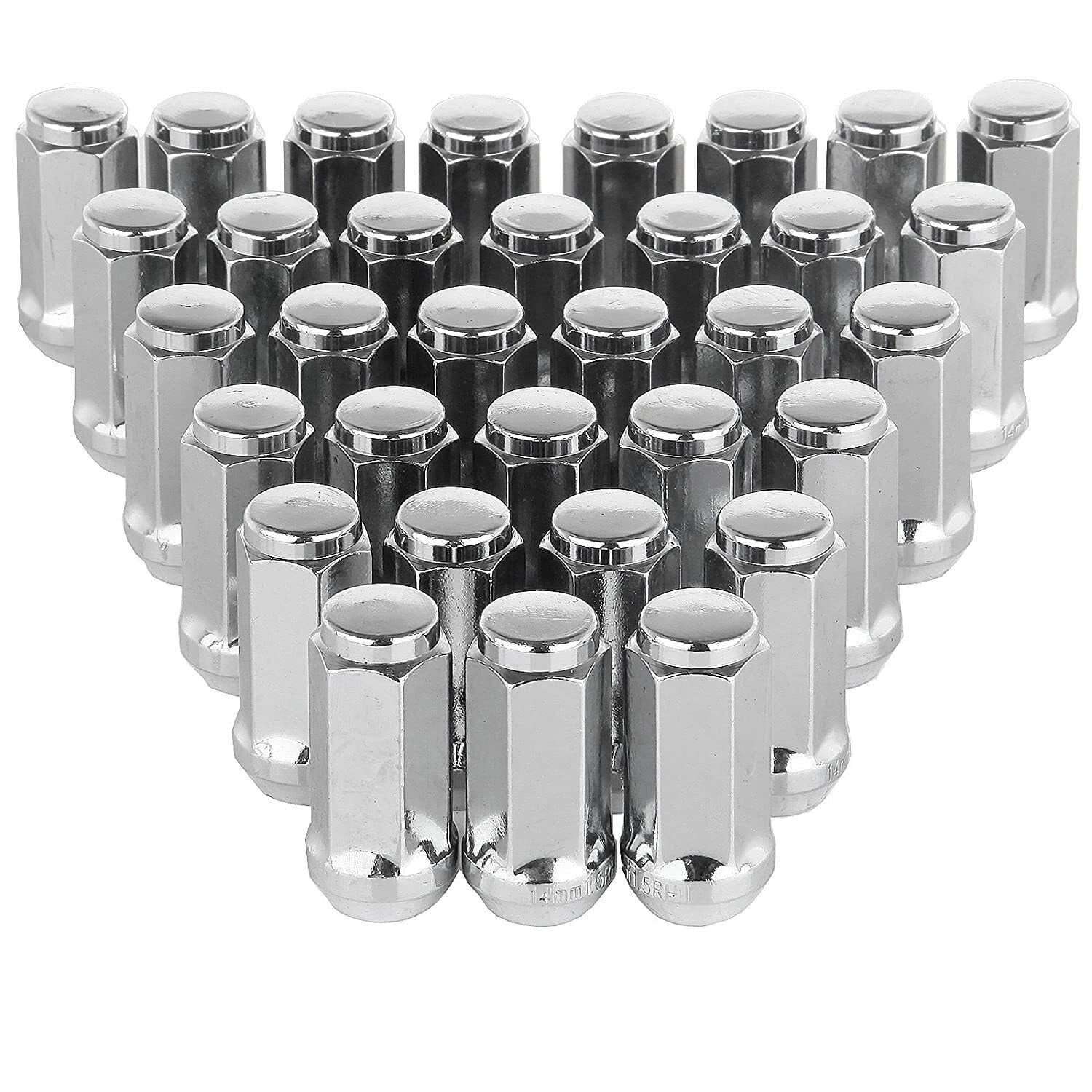 32 Chrome Bulge Acorn Lug Nuts 9/16-18 2" Tall Compatible with 2003-2011 Ram 2500 3500