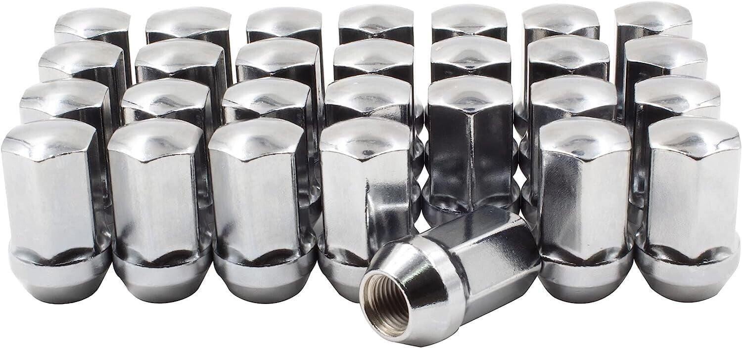 32 Chrome OEM Factory Lug Nuts Compatible with Chevy Silverado 2500 3500 HD Trucks 14x1.5