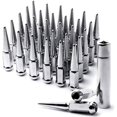 thumbnail image 1 of 32 Chrome Spike Lug Nuts 14x1.5 Compatible with Chevy Silverado Compatible with GMC Sierra 2500 3500 HD 4.5", 1 of 1