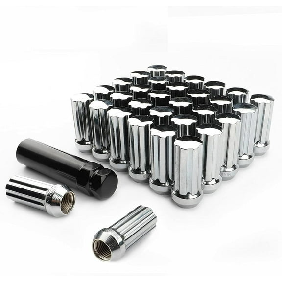 32 Chrome Spline Lug Nuts 14x2.0 1999-2002 Compatible with Ford F-250 F-350 Excursion + Key