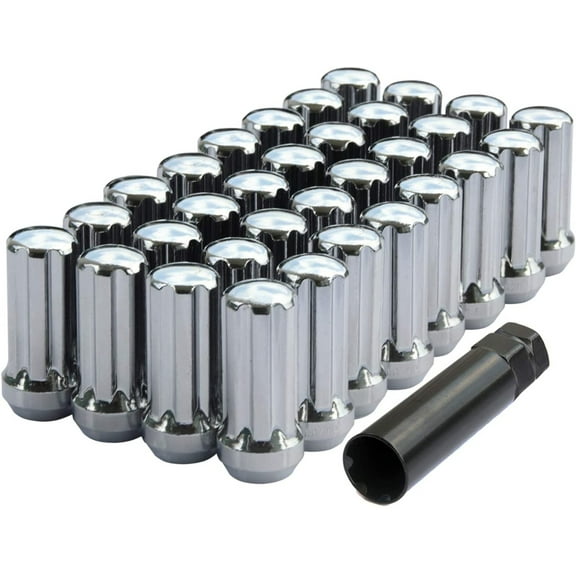 32 Chrome Spline Lug Nuts 9/16 Fits 1994-2011 Dodge Ram 2500 3500 + Security Key