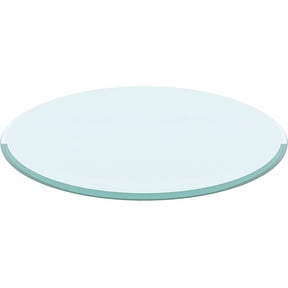 32" Clear Round Glass Table Top, 1/2" Thick Tempered Glass Tabletop with Beveled Polished Edge, Glass Circle Table Top for Tabletop Protectors