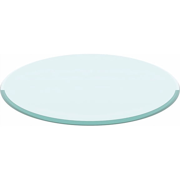 32" Clear Round Glass Table Top, 1/2" Thick Tempered Glass Tabletop with Beveled Polished Edge, Glass Circle Table Top for Tabletop Protectors