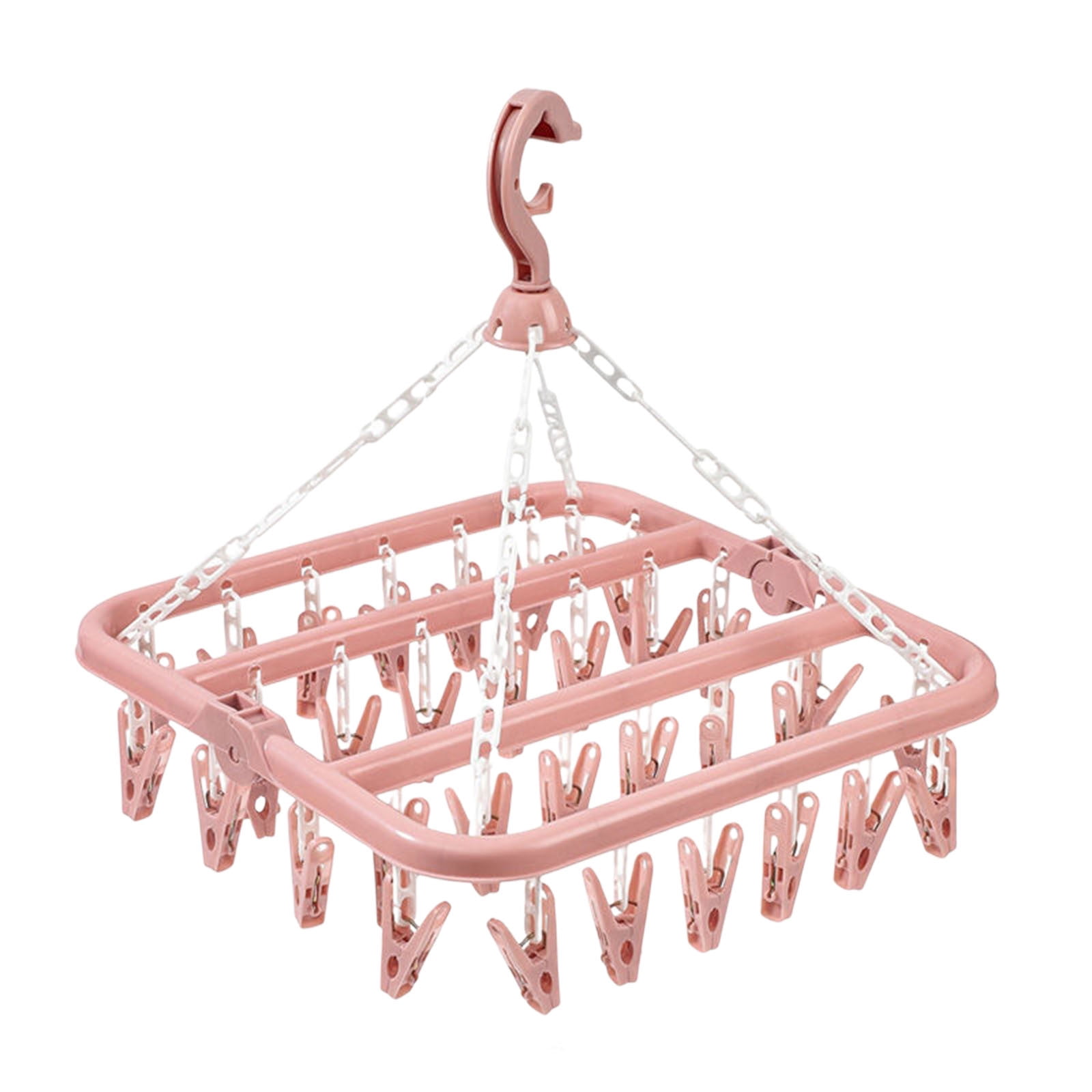 32 Clips Clothes Drying Hanger Foldable Pink Underwear Socks Pantyhose ...