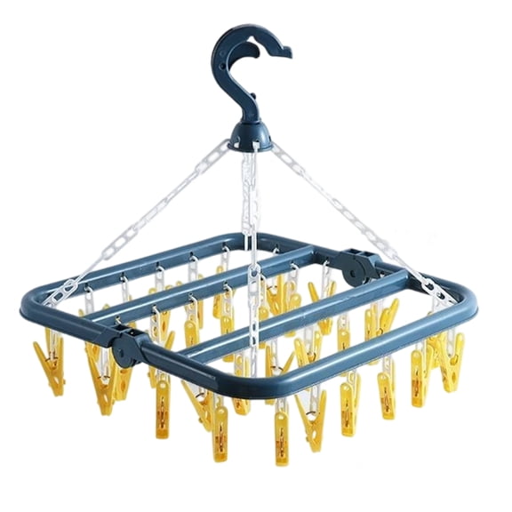 32 Clips Heavy Duty Laundry Hanger Foldable Space Saving Clothes Drying Rack