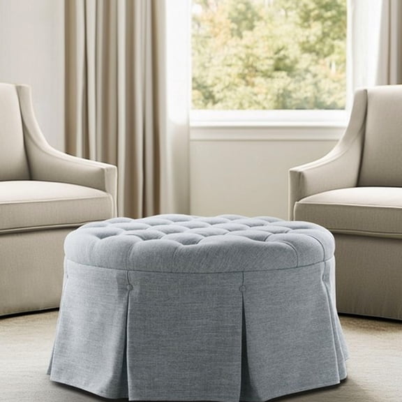 32" Cocktail With Skirt And Cushion - Graceful Pleated Appearance, Padding, Easy Leg Assembly, 300lbs Weight Limit