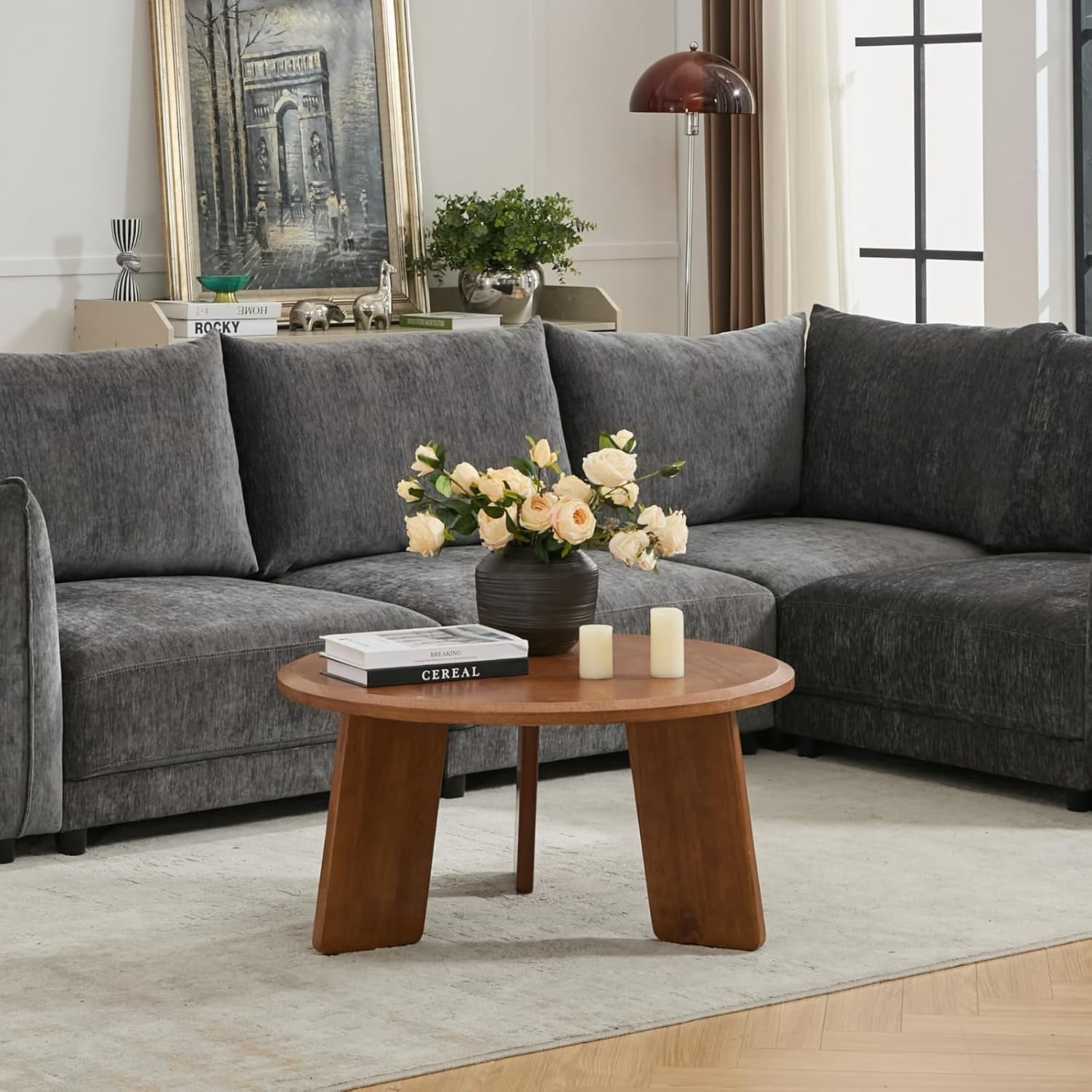 32" Coffee Table for Living Room, Modern Small Round Coffee Table ...