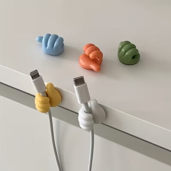 32-Color Thumb-Shaped Cable Organizers (5 Pack) - Self-Adhesive Cable Clips for Home Office Classroom Cable Management, Compatible with Charging Cords, Headphone Wires, USB Cables, and Keys