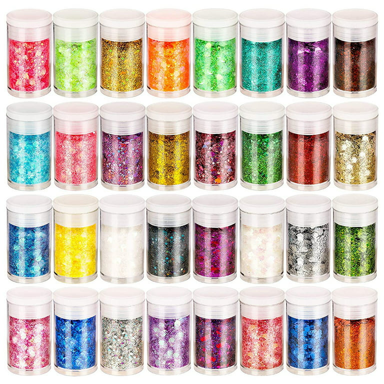24 Colors Glitter Set, Fine Glitter for Resin, Arts and Craft Supplies  Glitter, Festival Glitter Powder Makeup Glitter, Cosmetic Glitter for Body  Nail