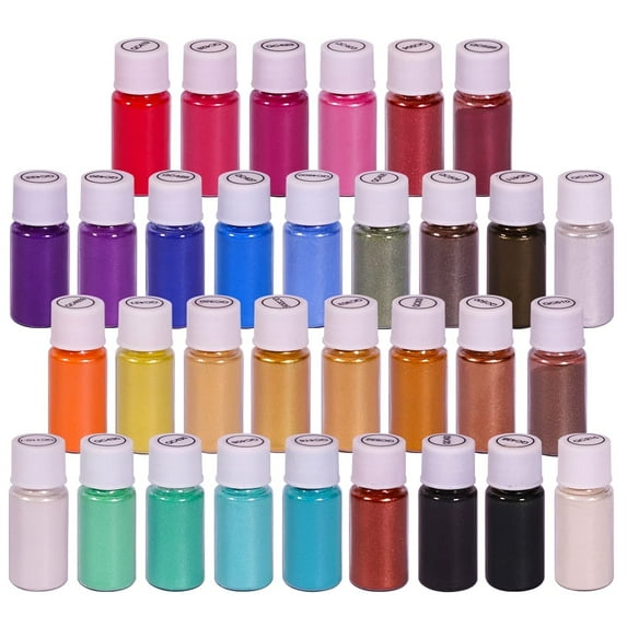 32 Colors Mica Powder Coloring Pigment with Dyeing and Coloring Function for Epoxy Resin, Soap Making Supplies, Lip Gloss, Slime, Bath Bomb, Acrylic Paints,SEISSO