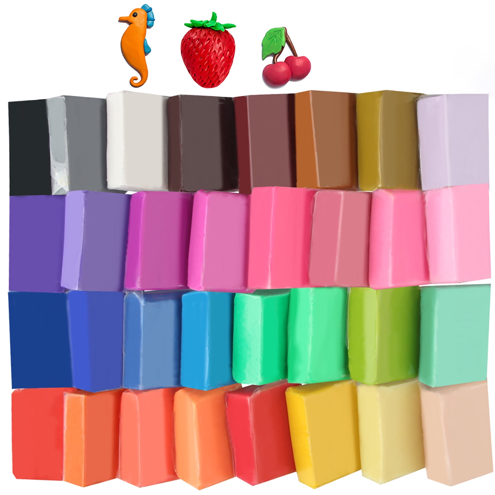 32 Colors Small Block Polymer Clay Set Oven Bake Clay Non-Toxic Molding DIY  Clay for Kids, Artists (Softer) 